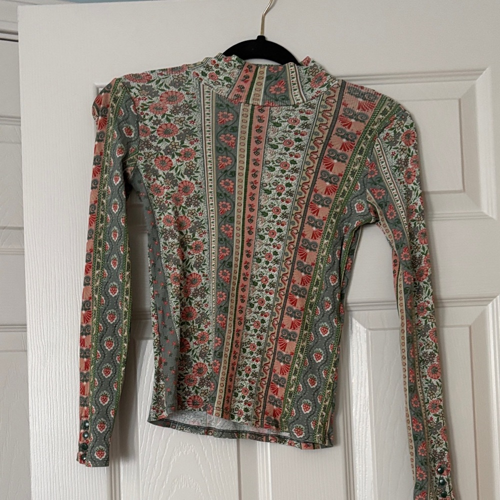 Sézane Floral Patterned turtleneck Long Sleeve Top